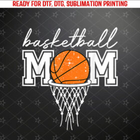 Basketball Mom Mother Leopard Basketball Hoop Net Game Day Shirt PNG, DTF, DTG, Sublimation Design