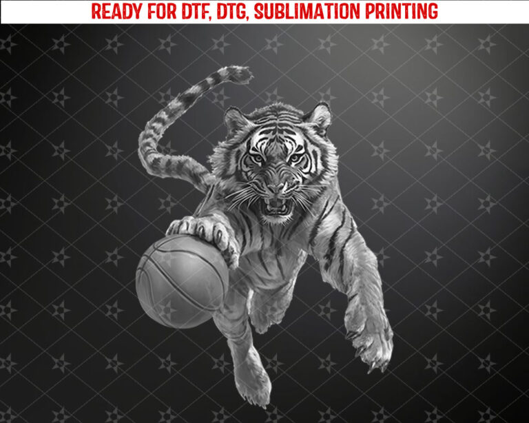 Basketball Tiger Tiger Playing Basketball Sports Graphic Shirt PNG, DTF, DTG, Sublimation Design