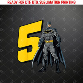 Batman Super Hero 5th Birthday Shirt PNG, DTF, DTG, Sublimation Design