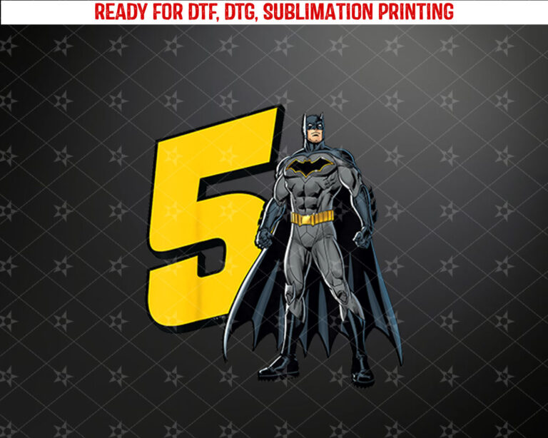 Batman Super Hero 5th Birthday Shirt PNG, DTF, DTG, Sublimation Design