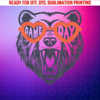 Bear Sunglasses American Football Thanksgiving Game Day Shirt PNG, DTF, DTG, Sublimation Design