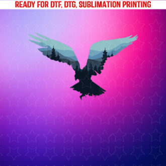 Beautiful Flying Eagle Night Sky Forest Bird Silhouette Shirt PNG, DTF, DTG, Sublimation Design