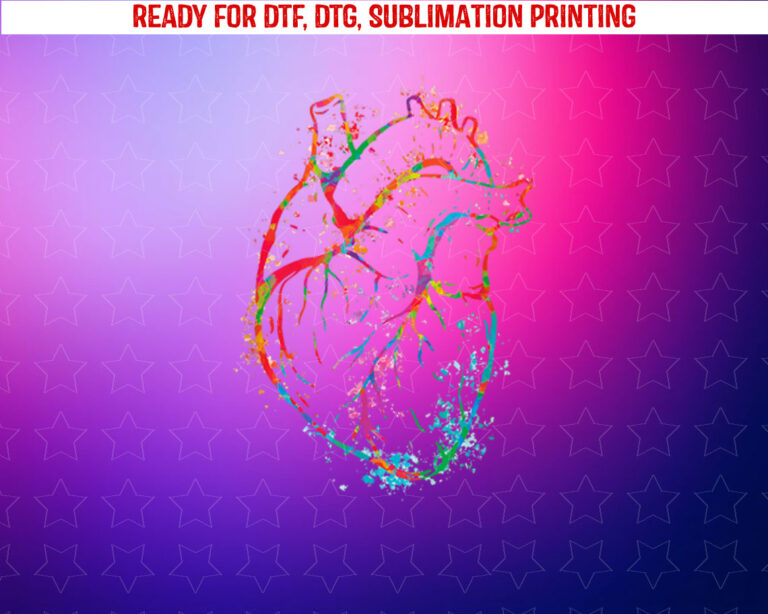 Beautiful Watercolour Heart Organ Human Body Anatomy Shirt PNG, DTF, DTG, Sublimation Design