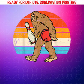 Bigfoot Sasquatch Bowling Retro Bowler Team Men Women Kids Shirt PNG, DTF, DTG, Sublimation Design