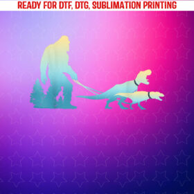Bigfoot Walking Trex Dinosaurs Funny Sasquatch Dinosaur Shirt PNG, DTF, DTG, Sublimation Design