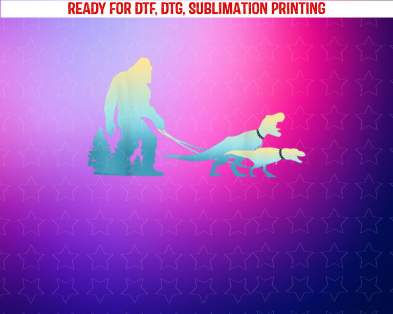 Bigfoot Walking Trex Dinosaurs Funny Sasquatch Dinosaur Shirt PNG, DTF, DTG, Sublimation Design