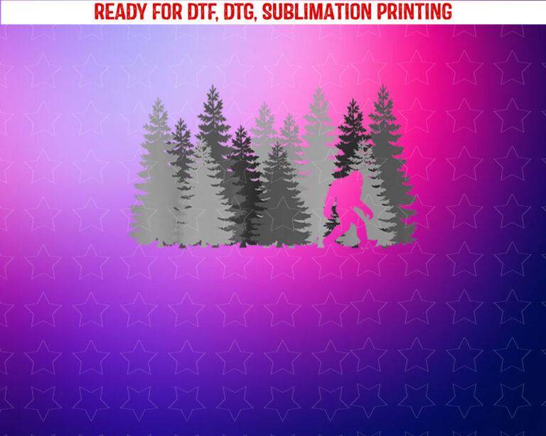 Bigfoot in the Forest Sasquatch Yeti Shirt PNG, DTF, DTG, Sublimation Design