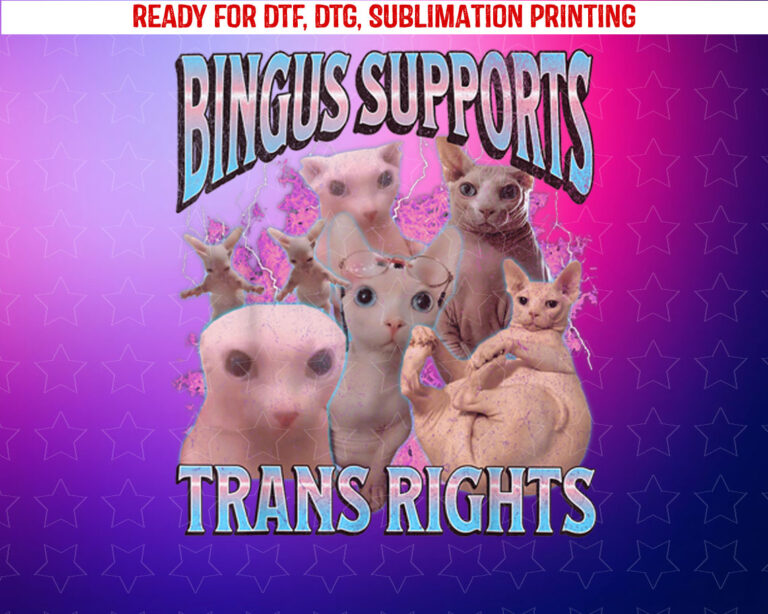 Bingus Supports Trans Rights Funny Sphinx Cat Meme Bootleg Shirt PNG, DTF, DTG, Sublimation Design