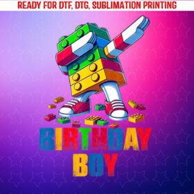 Birthday Boy Dabbing Master Builder Blocks Bricks B Day Shirt PNG, DTF, DTG, Sublimation Design