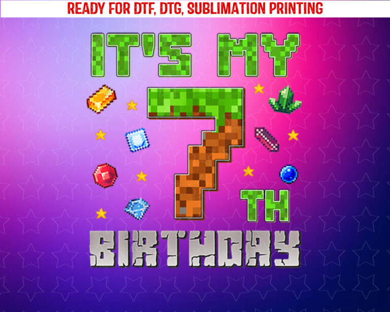 Birthday Boy Its My 7th Birthday Gamer Pixel Number Shirt PNG, DTF, DTG, Sublimation Design