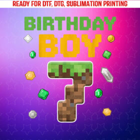 Birthday Boy 7th Birthday 7 Year Old Birthday Boy Shirt PNG, DTF, DTG, Sublimation Design