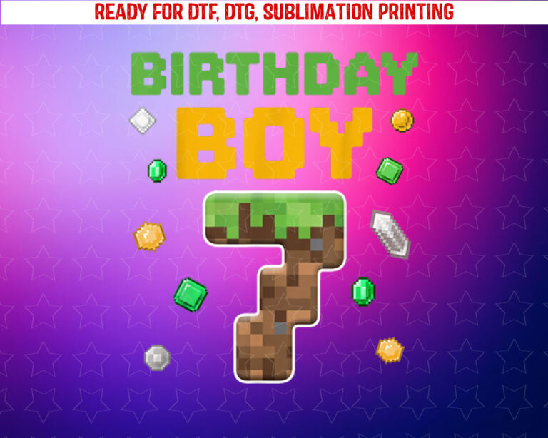 Birthday Boy 7th Birthday 7 Year Old Birthday Boy Shirt PNG, DTF, DTG, Sublimation Design