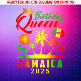 Birthday Queen Jamaica Girls Trip 2025 Party Women Matching Shirt PNG, DTF, DTG, Sublimation Design