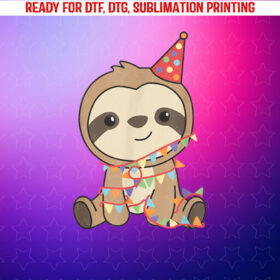 Birthday Sloth for Kids a Birthday Sloth Shirt PNG, DTF, DTG, Sublimation Design