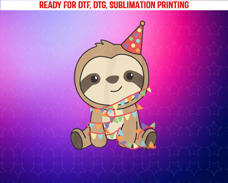 Birthday Sloth for Kids a Birthday Sloth Shirt PNG, DTF, DTG, Sublimation Design