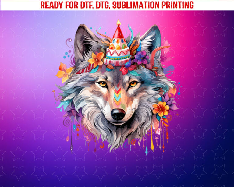 Birthday Wolf Portrait Party Wolves Lover Cute Girls Themed Shirt PNG, DTF, DTG, Sublimation Design