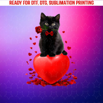 Black Cat Valentine Women Girls Kids Valentines Day Shirt PNG, DTF, DTG, Sublimation Design