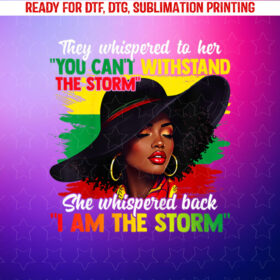 Black History Month African Girl Woman Afro I Am the Storm Shirt PNG, DTF, DTG, Sublimation Design