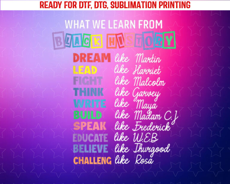 Black History Month What We Learn From Black History Shirt PNG, DTF, DTG, Sublimation Design