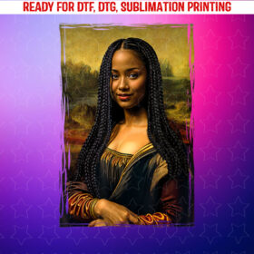Black Mona Lisa African American Black History Month Shirt PNG, DTF, DTG, Sublimation Design