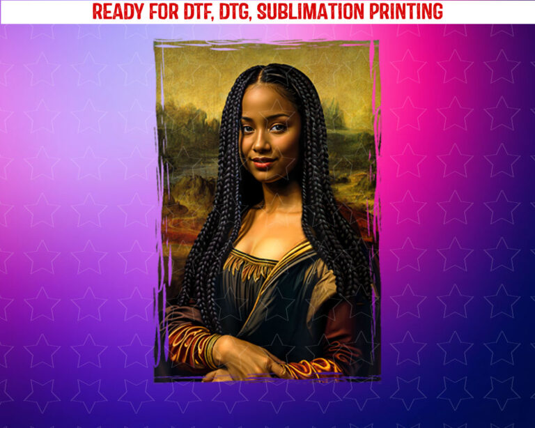 Black Mona Lisa African American Black History Month Shirt PNG, DTF, DTG, Sublimation Design
