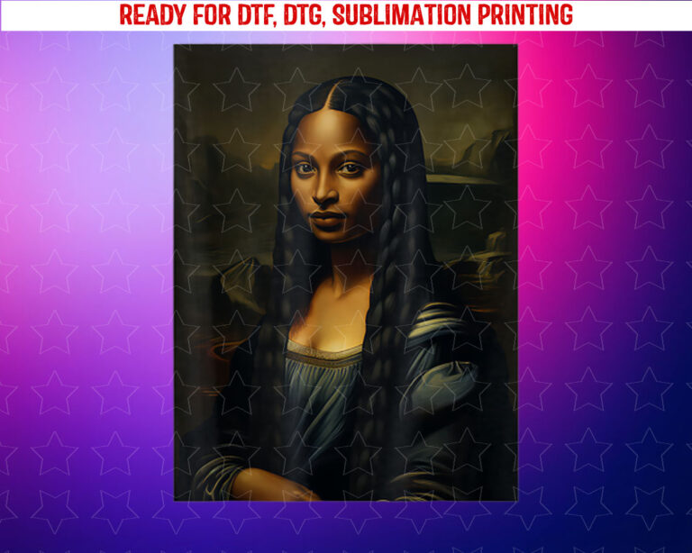 Black Mona Lisa Black History Month African Woman Afro Queen Shirt PNG, DTF, DTG, Sublimation Design