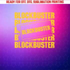 Blockbuster Repeating Logo With Ticket Shirt PNG, DTF, DTG, Sublimation Design