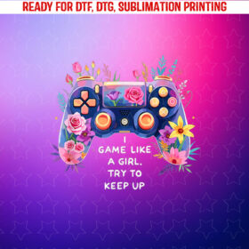 Blossom Gamer Girl Floral Controller Shirt PNG, DTF, DTG, Sublimation Design