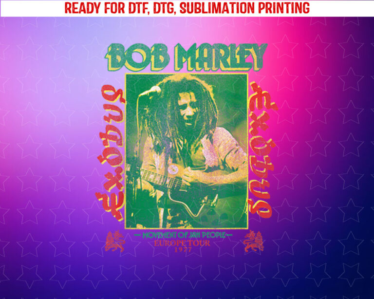Bob Marley Exodus Movement of Jah People Guitar Black Shirt PNG, DTF, DTG, Sublimation Design