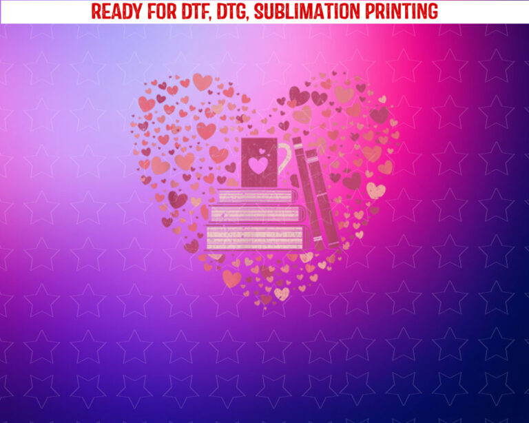 Book Heart Book Reader Gift Bookworm Nerd Love Reading Shirt PNG, DTF, DTG, Sublimation Design