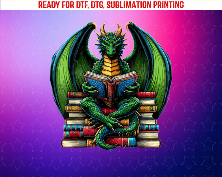 Books Dragon Reading Book Shirt PNG, DTF, DTG, Sublimation Design
