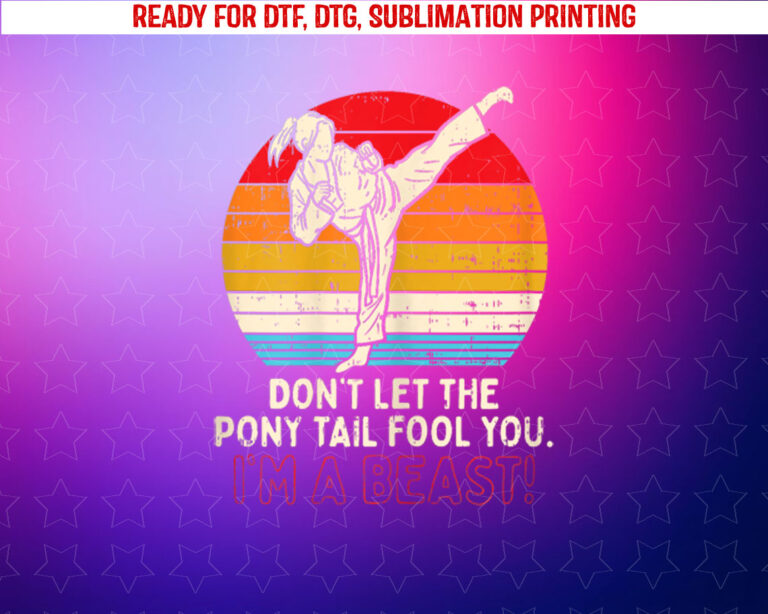 Boredkoalas Dont Let Ponytail Fool You Girl Kick Karate Black Xsmall Shirt PNG, DTF, DTG, Sublimation Design