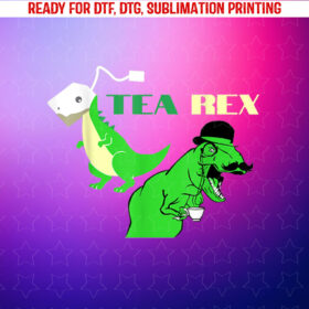 British Tea Rex With Tea Bag Head for Tea Lovers Shirt PNG, DTF, DTG, Sublimation Design