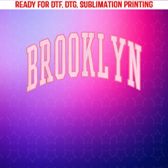 Brooklyn Vintage Preppy Varsity Pink Sports Shirt PNG, DTF, DTG, Sublimation Design