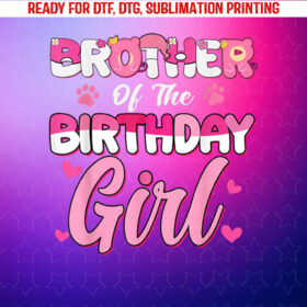 Brother of the Birthday Girl Kitty Family Party Decorations Shirt PNG, DTF, DTG, Sublimation Design