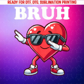Bruh Dabbing Heart Funny Kids Boys Mens Valentine Day Shirt PNG, DTF, DTG, Sublimation Design
