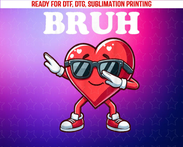 Bruh Dabbing Heart Funny Kids Boys Mens Valentine Day Shirt PNG, DTF, DTG, Sublimation Design