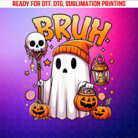 Bruh Ghost Halloween Cute Ghost Trick or Treat Candy Kids Shirt PNG, DTF, DTG, Sublimation Design