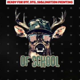 Bucked 100 Days of School Deer Hunting Boy Girls 100th Day Shirt PNG, DTF, DTG, Sublimation Design