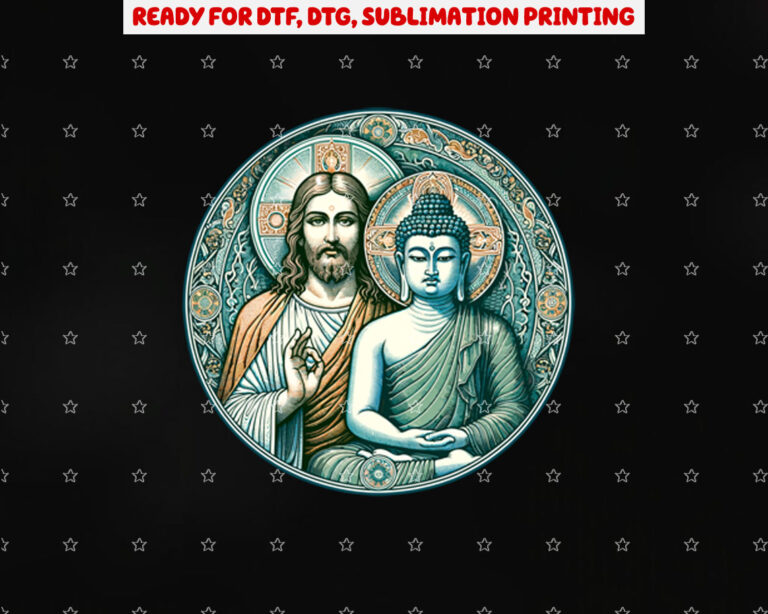 Buddha and Jesus Christ Shirt PNG, DTF, DTG, Sublimation Design