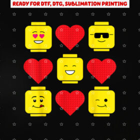 Building Bricks Valentine Hearts Blocks Shirt PNG, DTF, DTG, Sublimation Design