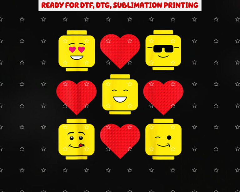 Building Bricks Valentine Hearts Blocks Shirt PNG, DTF, DTG, Sublimation Design