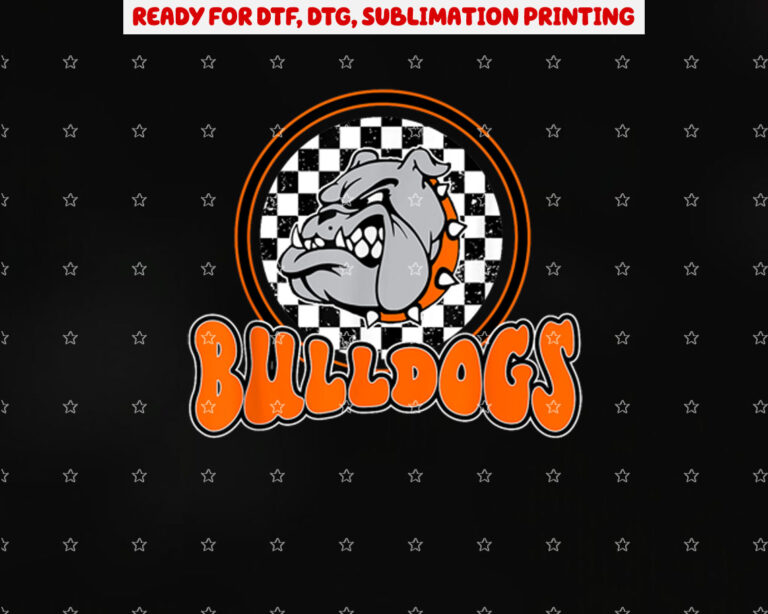 Bulldogs School Spirit Orange Black Retro Shirt PNG, DTF, DTG, Sublimation Design