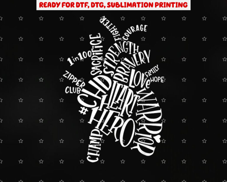 Chd Heart Warrior Typography Graphic Shirt PNG, DTF, DTG, Sublimation Design