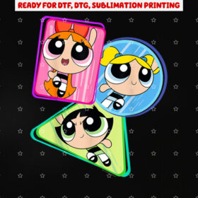 Cn the Powerpuff Girls Trio Action Shot Shirt PNG, DTF, DTG, Sublimation Design