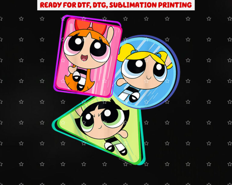Cn the Powerpuff Girls Trio Action Shot Shirt PNG, DTF, DTG, Sublimation Design