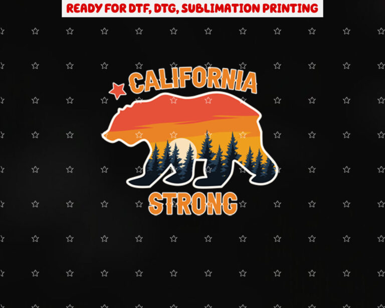 California Strong Grizzly Bear Vintage Shirt PNG, DTF, DTG, Sublimation Design