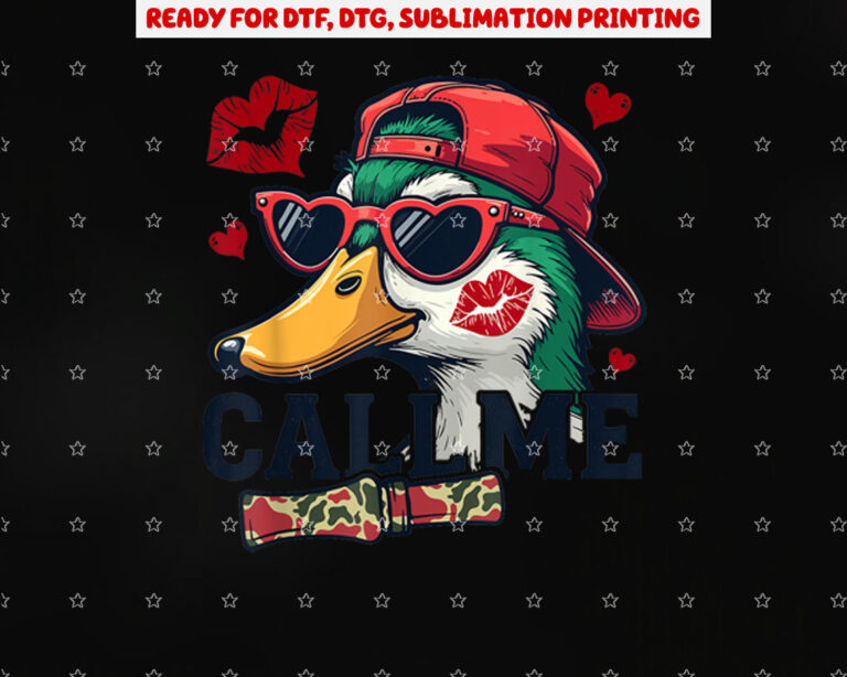 Call Me Kids Boys Valentines Duck Hunting Lover for Hunter Shirt PNG, DTF, DTG, Sublimation Design