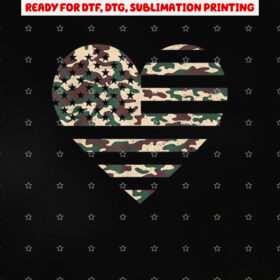 Camo American Flag Heart Camouflage Patriotic Veterans Day Shirt PNG, DTF, DTG, Sublimation Design