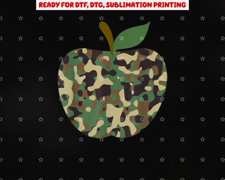 Camo Apple First Day of School Teaching Team Shirt PNG, DTF, DTG, Sublimation Design